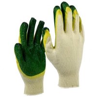 Перчатки 13 кл вязки с двойным латексным покр, ТРИНИТИ, желт зел (1 мешок - 200 пар уп) 2